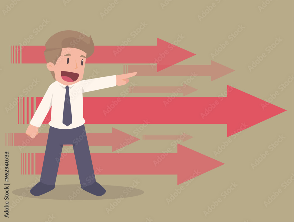 Businessman company success moving forward, challenge or growth to progress illustrator vector