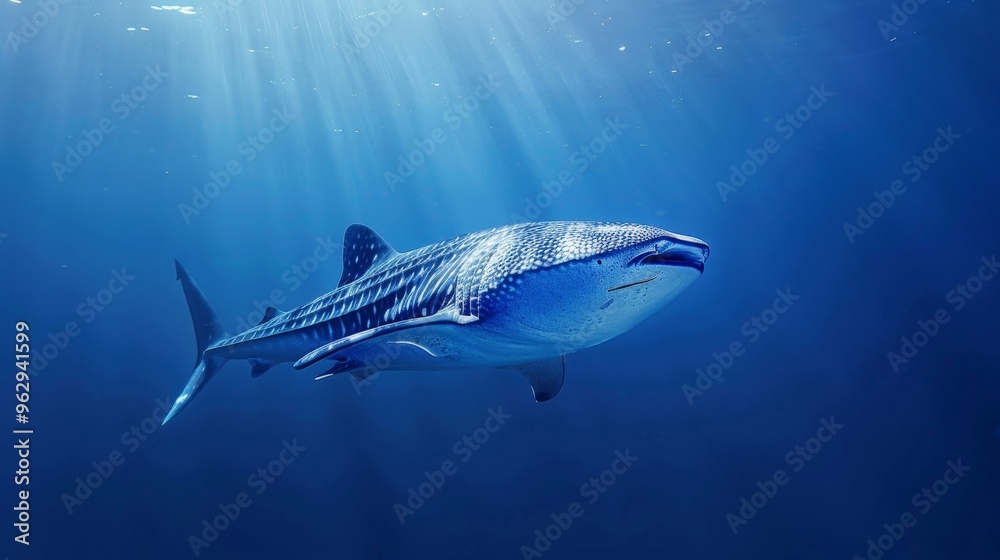 Obraz premium Gentle whale shark swimming in the deep blue sea