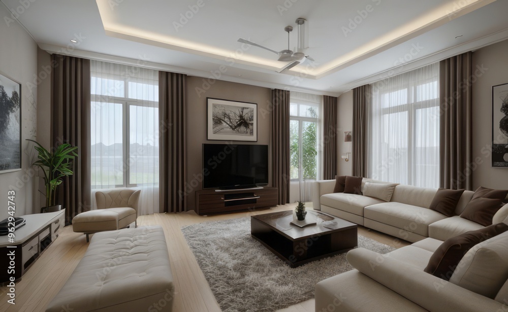 Fototapeta premium Modern luxury living room interior design