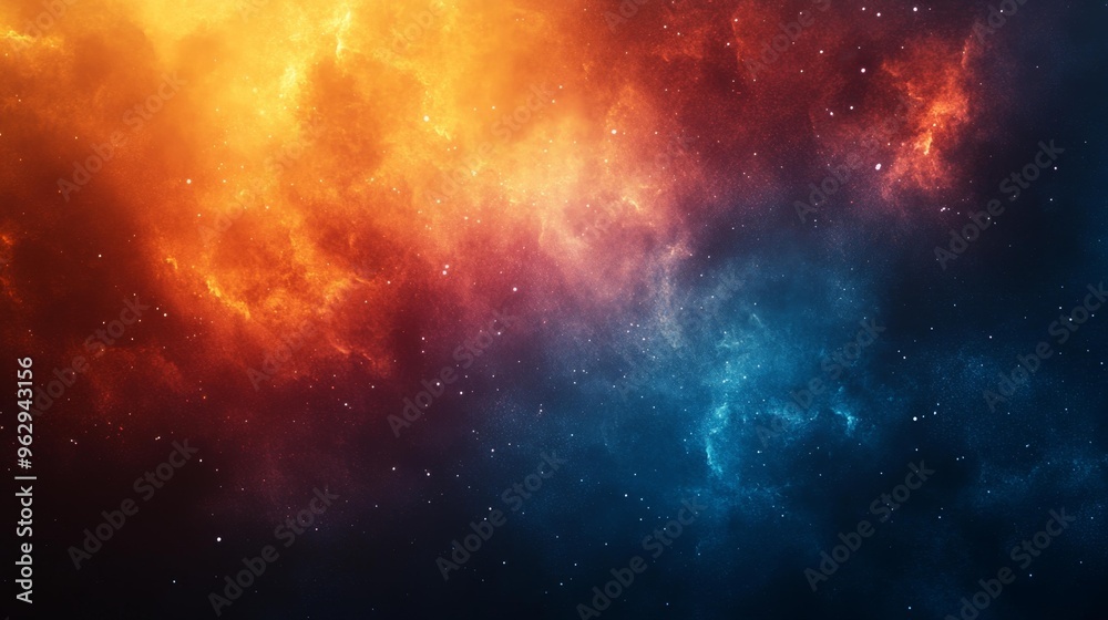 Vibrant Cosmic Nebula with Fiery and Cool Tones Generative AI Vibrant Cosmic Nebula with Fiery and Cool Tones Generative AI