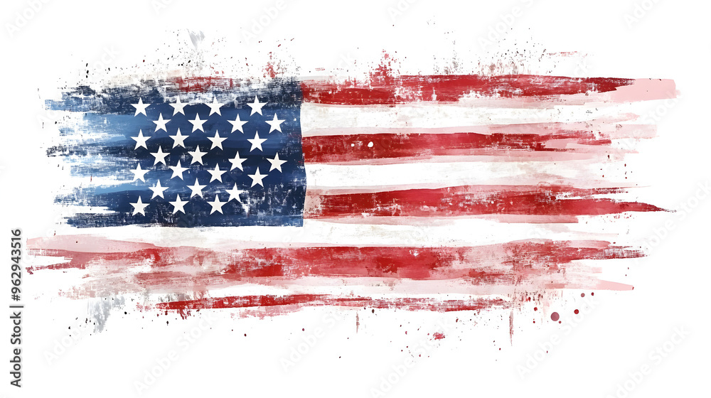 USA old Grunge flag Painted flag Background with USA painted flag, Generative Ai USA old Grunge flag Painted flag Background with USA painted flag, Generative Ai