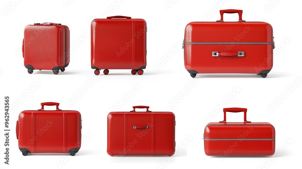 Set of suitcases on white background Set of suitcases on white background