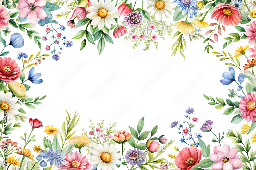 Watercolor Flowers pattern frame template with copy space on white background. Flowers background pastel colors. Floral illustration. Floral card. Greeting card mock up.PNG Watercolor Flowers pattern frame template with copy space on white background. Flowers background pastel colors. Floral illustration. Floral card. Greeting card mock up.PNG