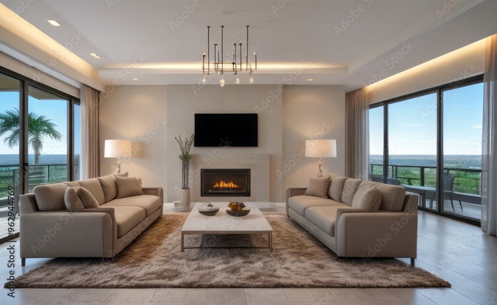 Fototapeta premium Modern luxury living room interior design