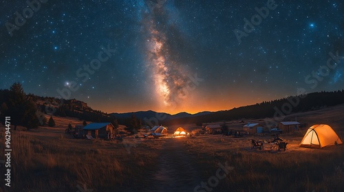 A group of campers enjoy the Milky Way in a remote location.