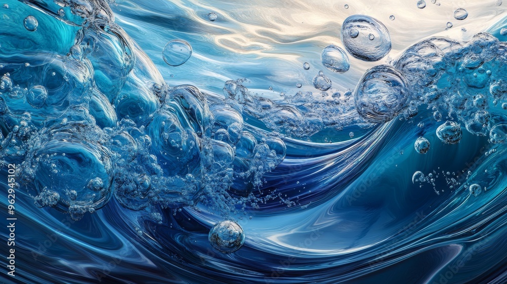 Tranquil Water Waves with Large Bubbles in Ultra HD - Aquatic Serenity in Motion Tranquil Water Waves with Large Bubbles in Ultra HD - Aquatic Serenity in Motion