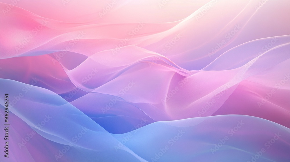 A modern abstract scene of rippling layers in pastel pink, blue, and purple, with soft lighting and gradients A modern abstract scene of rippling layers in pastel pink, blue, and purple, with soft lighting and gradients