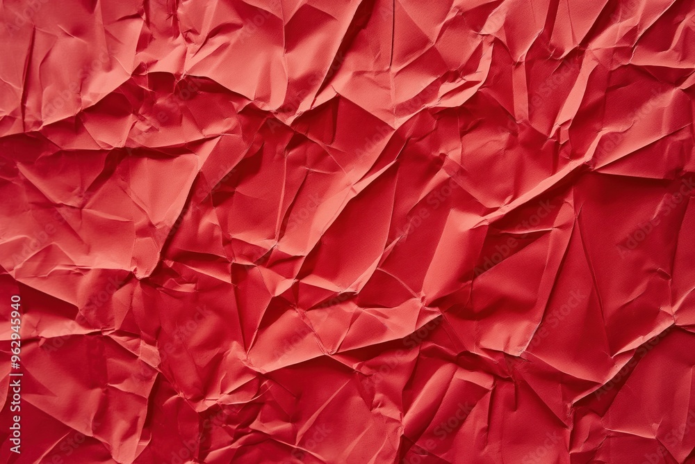 Crumpled red fabric texture with rough surface, jagged edge and vibrant color. Close-up view of paper poster background with creases and folds. Ideal for design, art and technology concepts. Crumpled red fabric texture with rough surface, jagged edge and vibrant color. Close-up view of paper poster background with creases and folds. Ideal for design, art and technology concepts.