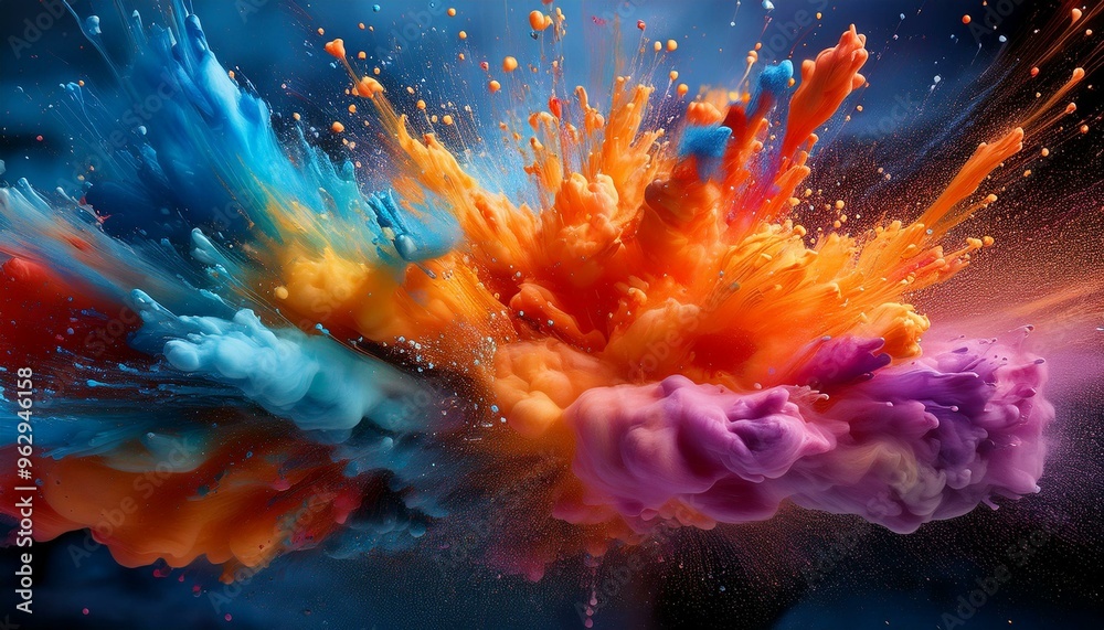 Obraz premium colorful paint explosion, AI generated
