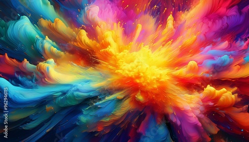 Wallpaper Mural colorful paint explosion, AI generated Torontodigital.ca