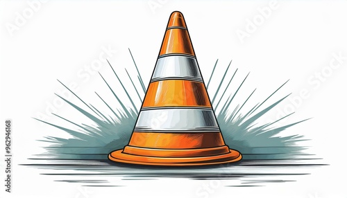 traffic cone sign, AI generated photo