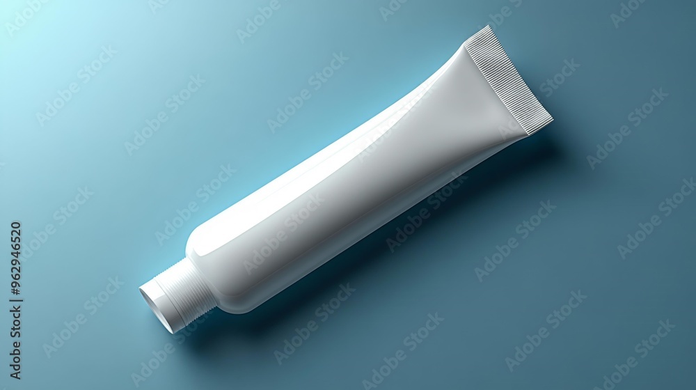 White squeeze tube on a blue background Generative AI White squeeze tube on a blue background Generative AI