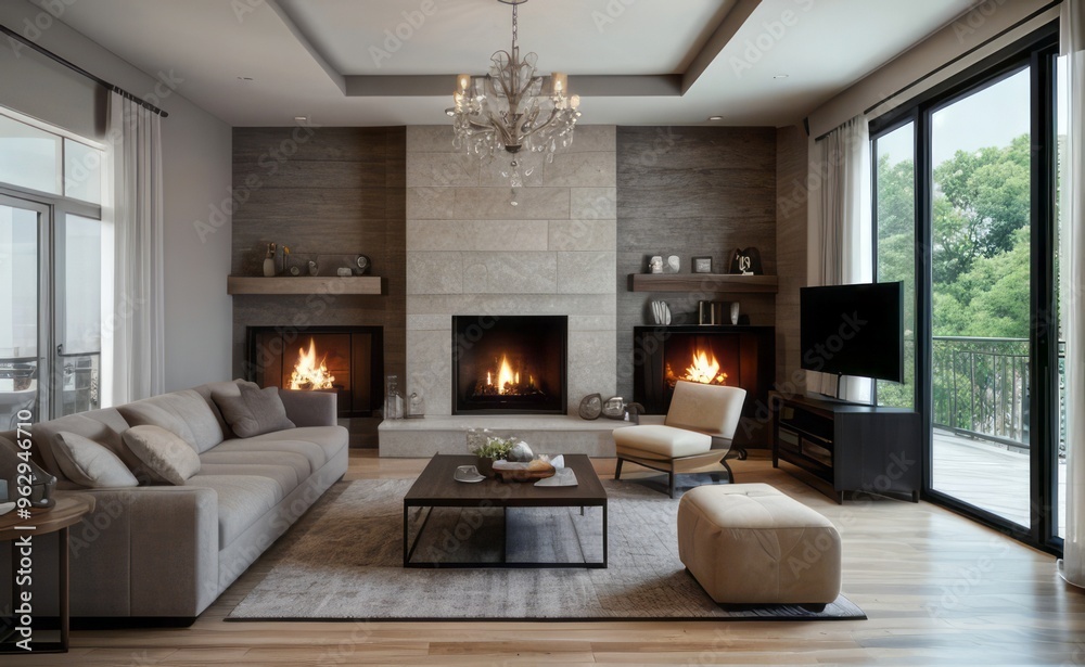 Fototapeta premium Modern luxury living room interior design