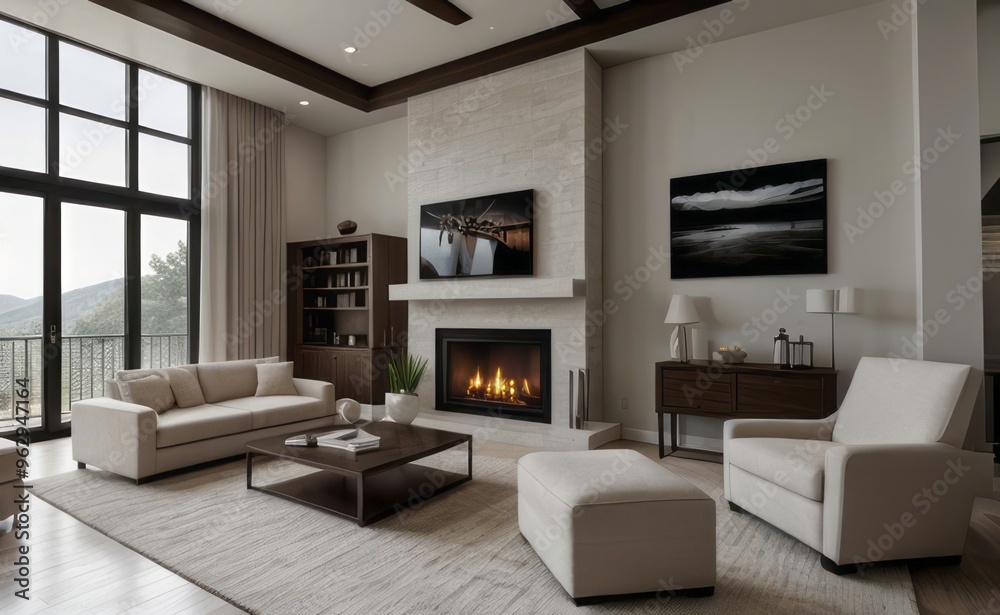 Fototapeta premium Modern luxury living room interior design