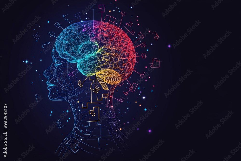 Brain science Cerebellum Glowing neon brain filled with digital elements symbolizing the intersection of technology creativity and the future of cognitive science Brain science Cerebellum Glowing neon brain filled with digital elements symbolizing the intersection of technology creativity and the future of cognitive science