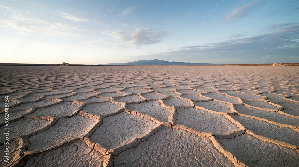 Fototapeta premium Desertification of Arable Land A Sobering Representation of Climate Change-Induced Soil Degradation and the Threat to Global Agriculture and Food Security