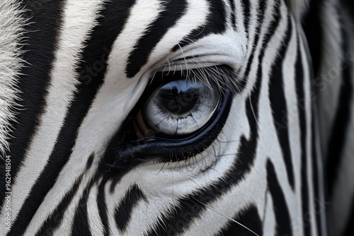 Close Up Zebra Eye with Black and White Stripes