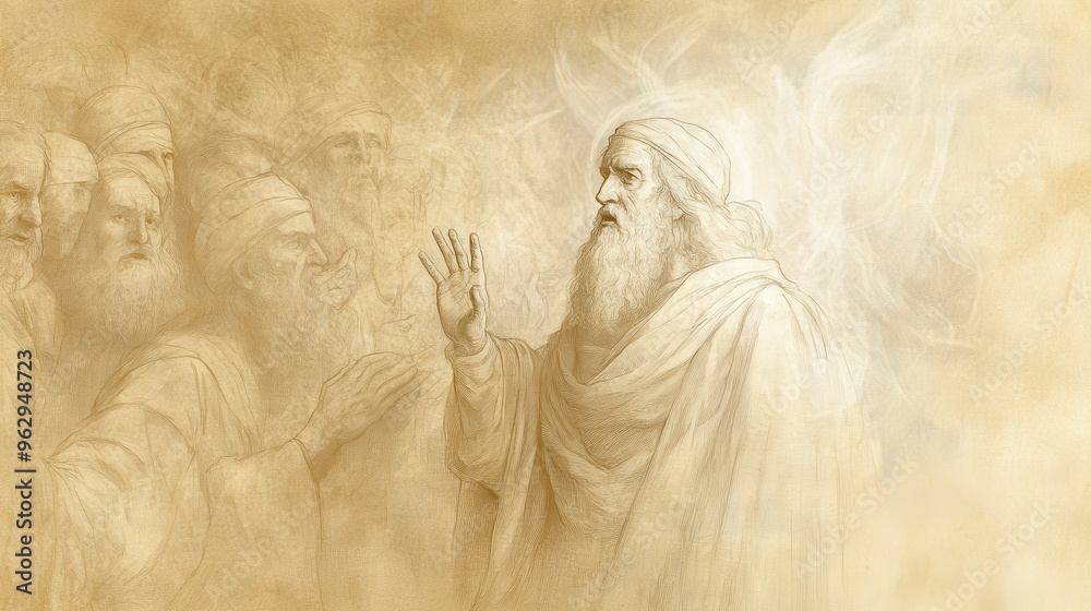 Naklejka premium Rejecting the Light: The Wicked Turn Away, Symbolizing Defiance Against God’s Blessings