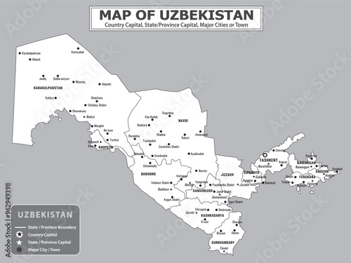 Geography politics map of countries. Map of country with capital, province or state capital, major cities and town.