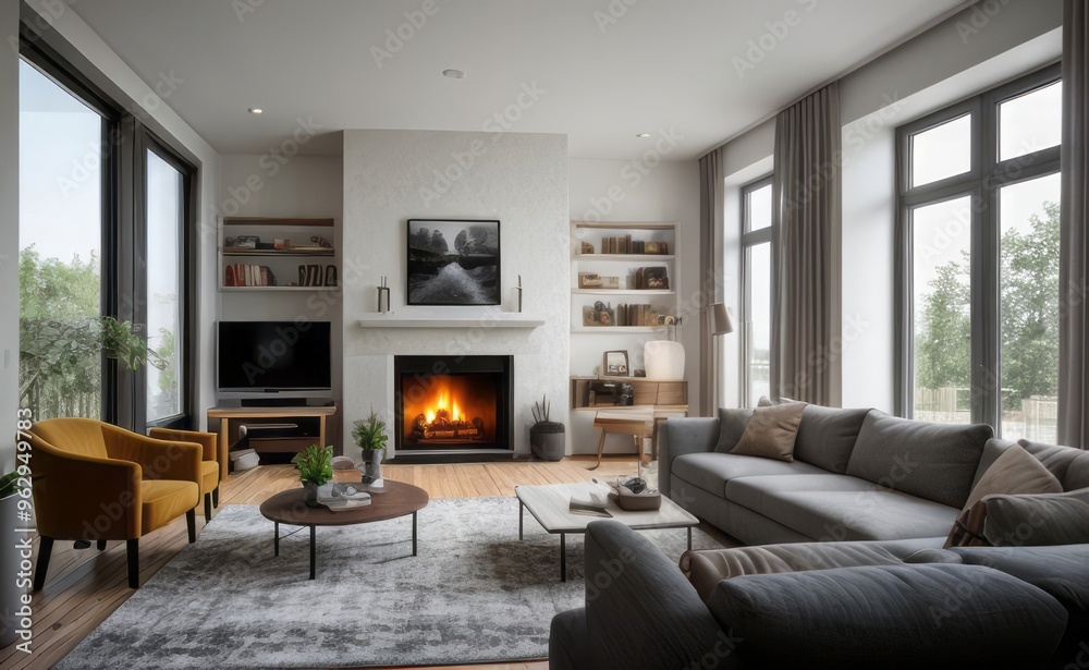 Fototapeta premium Modern luxury living room interior design