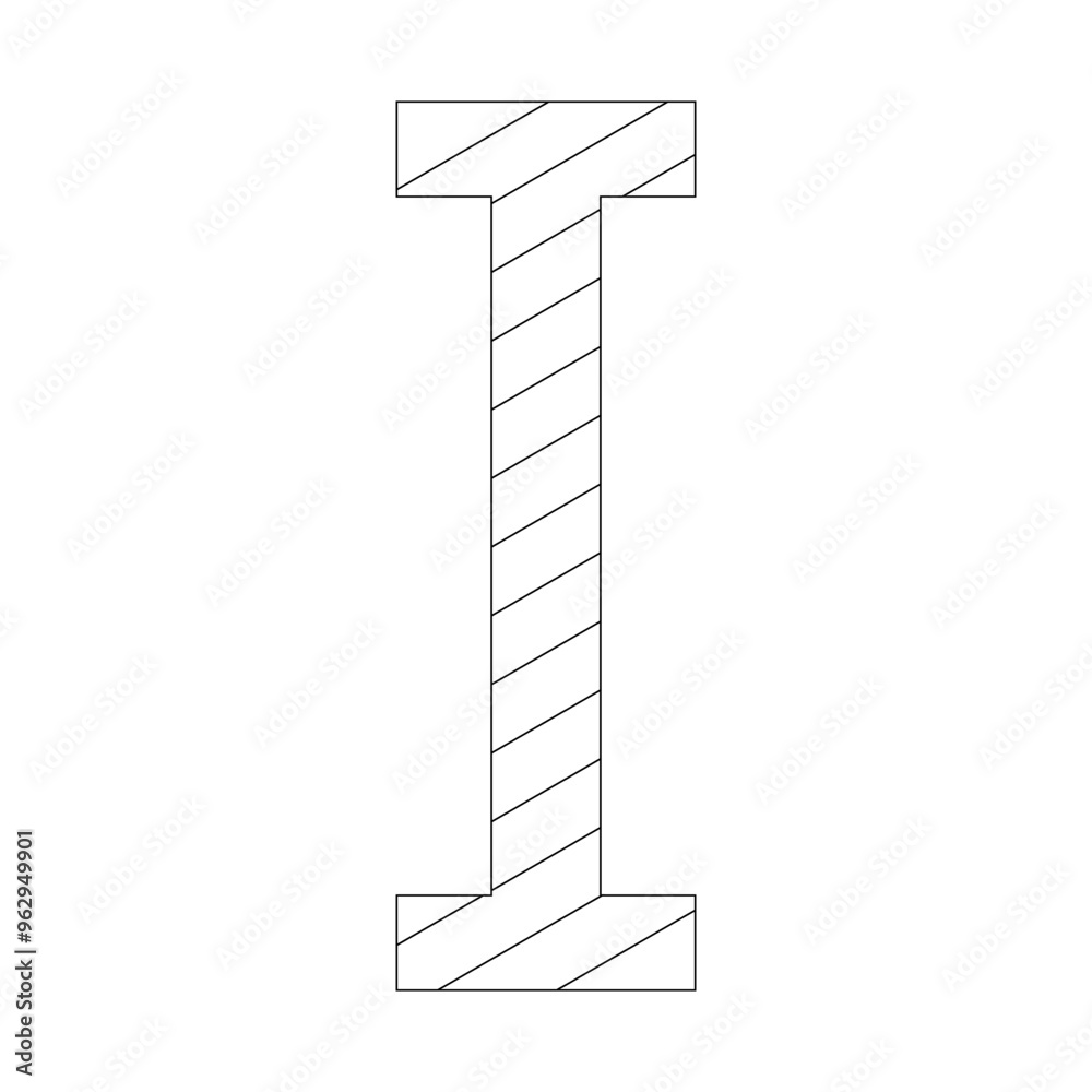 Letter I filled with diagonal stripes running from the top left to the bottom right corner. Kindergarten letter worksheets, coloring the letter I, with various colors as you wish. Letter I filled with diagonal stripes running from the top left to the bottom right corner. Kindergarten letter worksheets, coloring the letter I, with various colors as you wish.