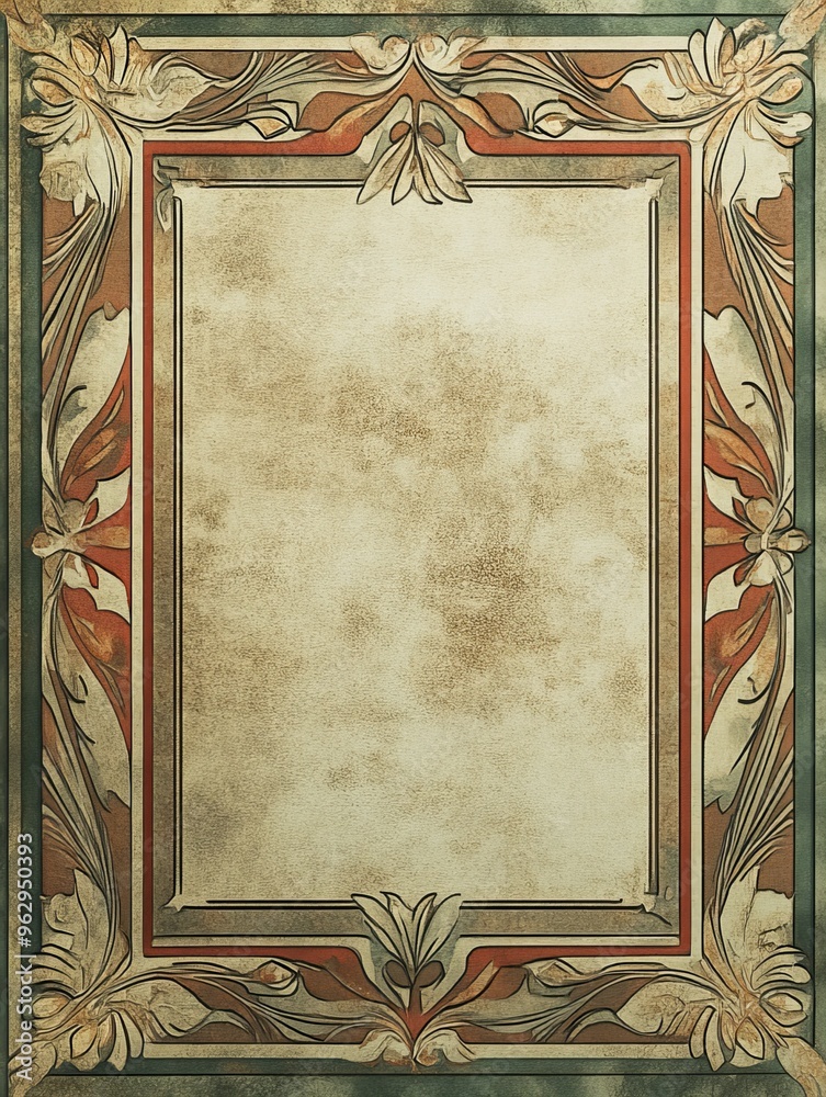Obraz premium Elegant Vintage Art Nouveau Frame border Beautifully Designed as a Retro Background New Beautiful Stock Image Illustration AI