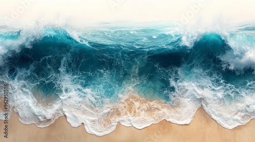 Ocean Waves Crashing on the Shore Generative AI