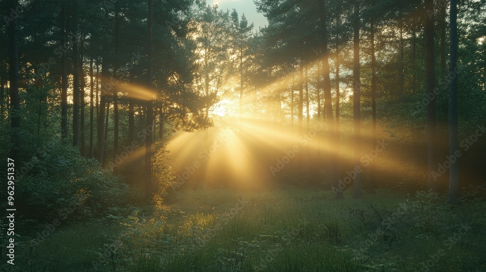 Bright rays illuminating a forest Bright rays illuminating a forest