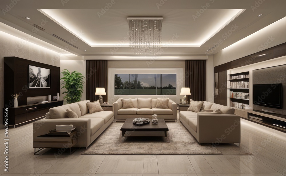 Fototapeta premium Modern luxury living room interior design