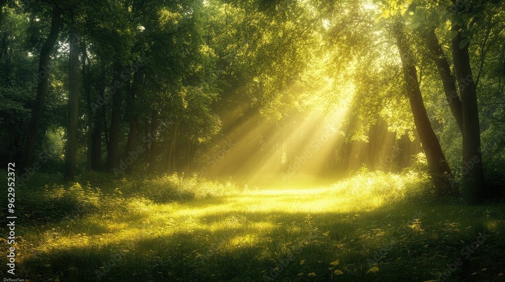 Bright rays illuminating a forest Bright rays illuminating a forest