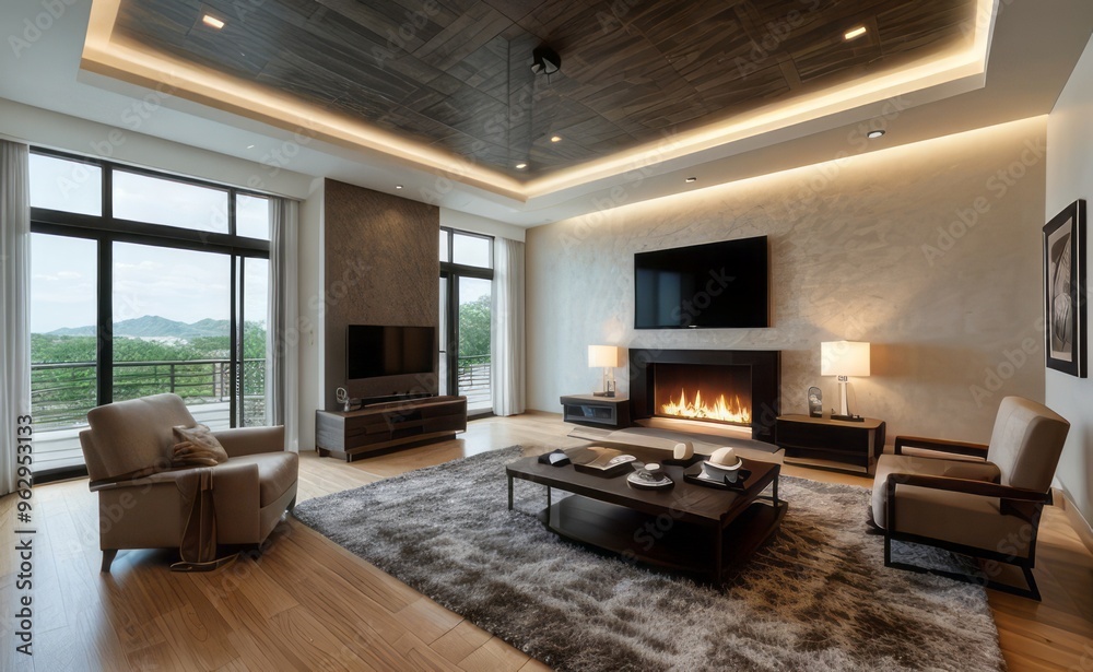 Fototapeta premium Modern luxury living room interior design