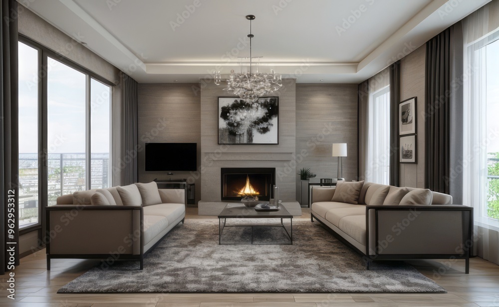 Fototapeta premium Modern luxury living room interior design