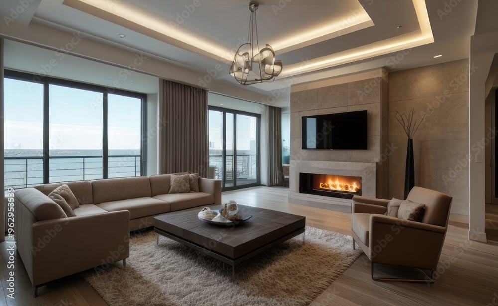 Fototapeta premium Modern luxury living room interior design