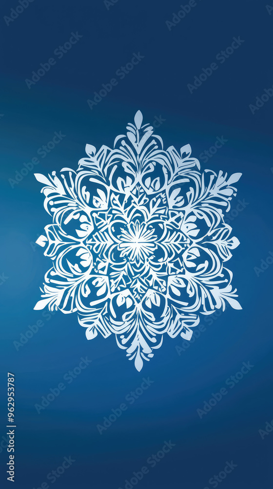 A Delicate Snowflake, Intricately Designed, Adorns a Deep Blue Sky, Evoking Winter's Serene Beauty. A Delicate Snowflake, Intricately Designed, Adorns a Deep Blue Sky, Evoking Winter's Serene Beauty.