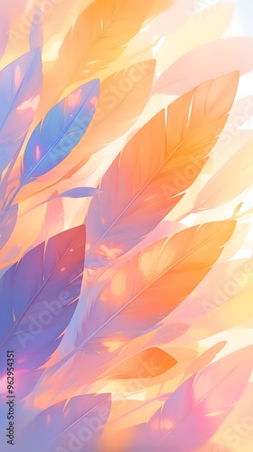 Dreamy Colorful Rainbow Pastel Feathers Sunlight Background Wallpaper