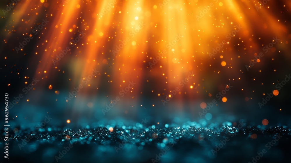 Golden Sparkles in Blue Light Generative AI Golden Sparkles in Blue Light Generative AI