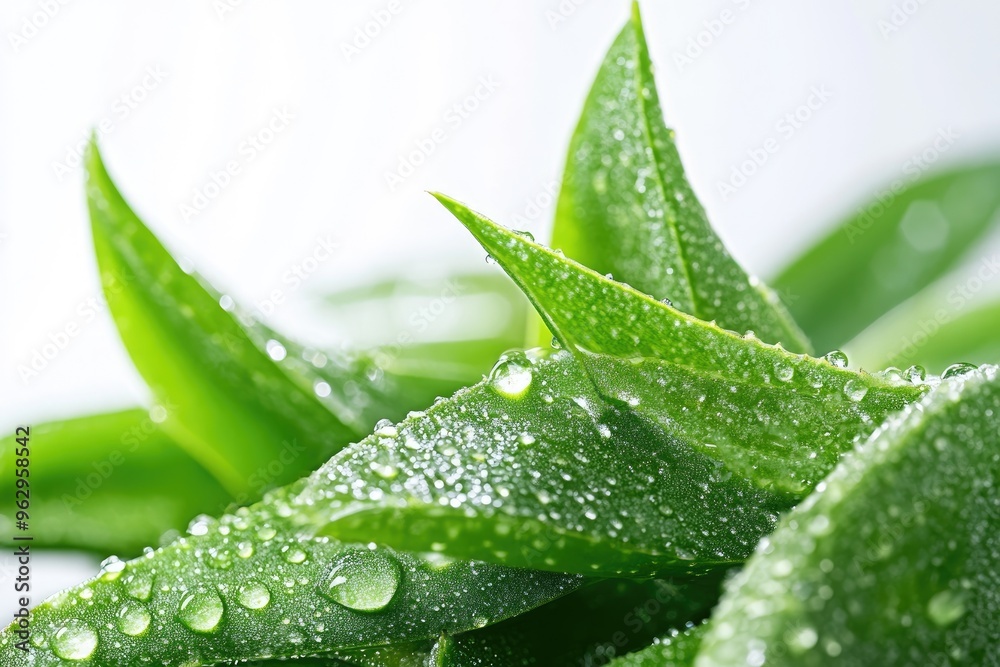 Fresh green leaves sparkling with water drops macro Fresh green leaves sparkling with water drops macro