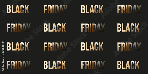 Luxury Black Friday seamless pattern in trendy gold metallic style. 3d vector business aesthetic template design can used web discord banner. EPS 10