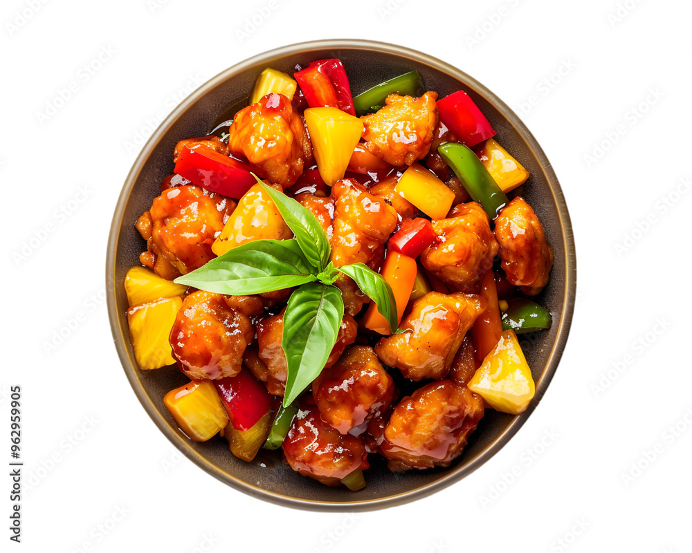 Sweet and sour pork on white background Sweet and sour pork on white background