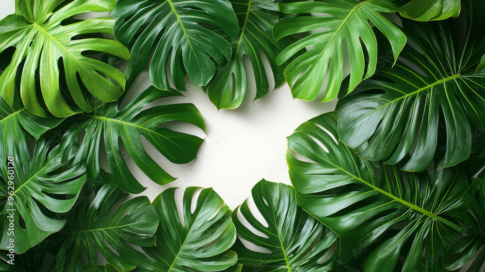 tropical palm leaves a blank white background, tropical palm leaves a blank white background,