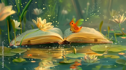 Open book tale Thumbelina 
 photo