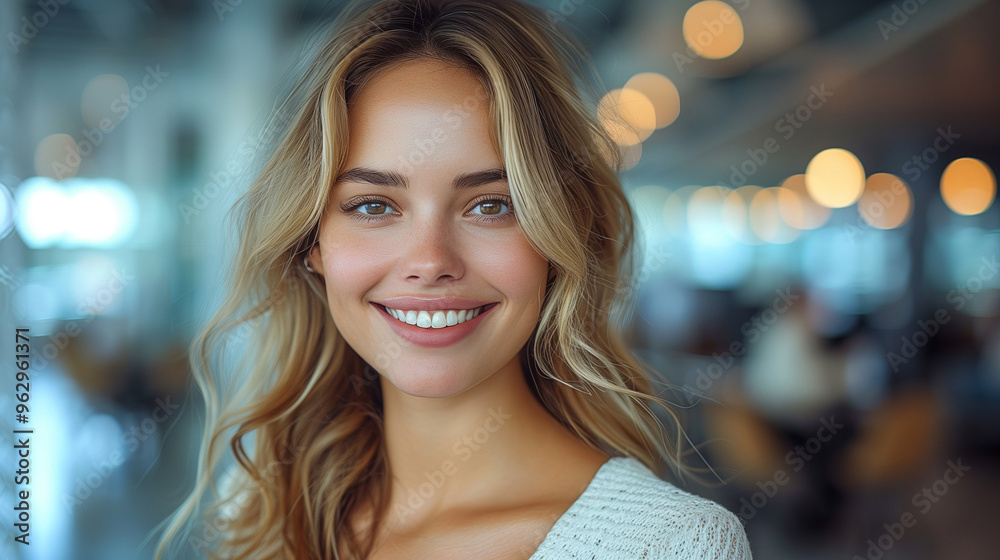 Smiling beautiful elegant businesswoman standing at lobby in a modern business office tower. bright white tone. bright white tone. Smiling beautiful elegant businesswoman standing at lobby in a modern business office tower. bright white tone. bright white tone.