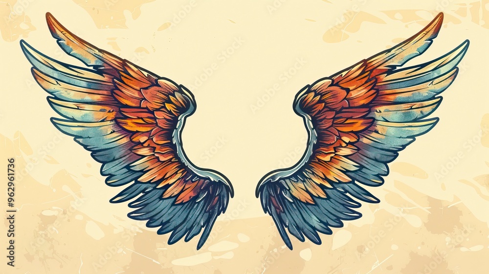 Obraz premium pairs of wings, graphic illustration