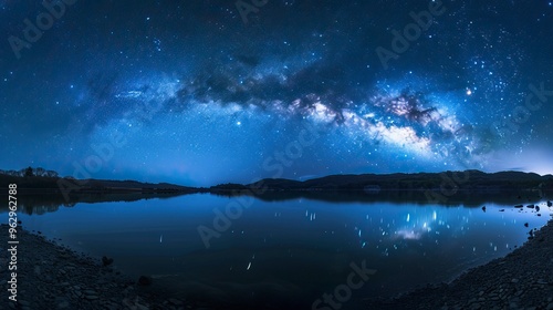 Wallpaper Mural Panorama blue night sky milky way and star on dark background Torontodigital.ca