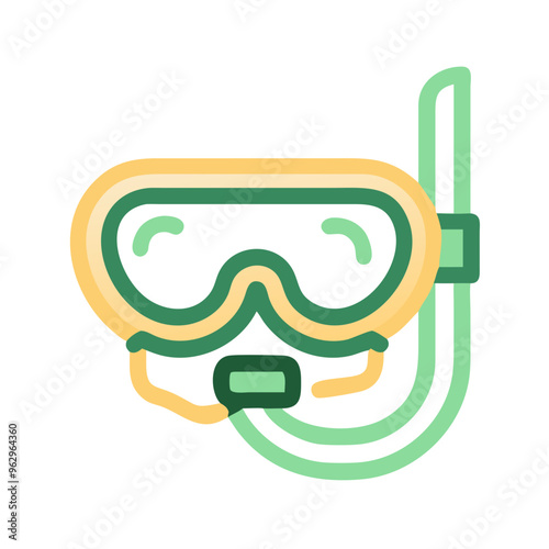 Snorkel and Diving Mask Icon in Green and White for Underwater Exploration