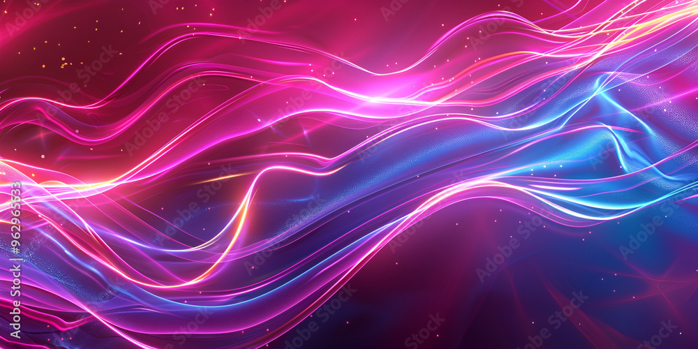 Naklejka premium abstract futuristic background with gold PINK blue glowing neon moving high speed wave lines and bokeh lights. Data transfer concept Fantastic wallpaper, Abstract background, futuristic design