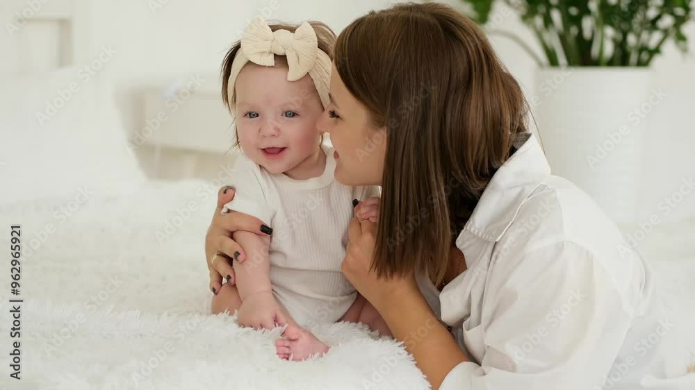 mom and baby, young mom playing and kissing a little child having fun with him and admiring him, happy motherhood mom and baby, young mom playing and kissing a little child having fun with him and admiring him, happy motherhood