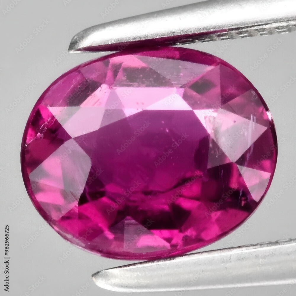 Stunning Close-Up of a Dazzling Deep Pink Ruby Gemstone in Precision Tweezers Stunning Close-Up of a Dazzling Deep Pink Ruby Gemstone in Precision Tweezers