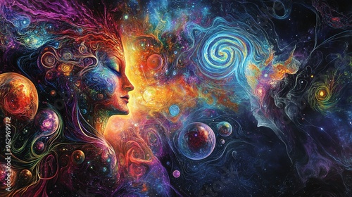 colorful spritual painting of the universe