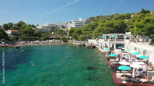 Bonj Beach and Large Hotels, Hvar, Croatia